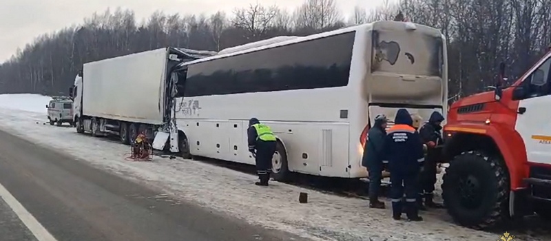 Во Владимирской области пассажирский автобус столкнулся с большегрузом